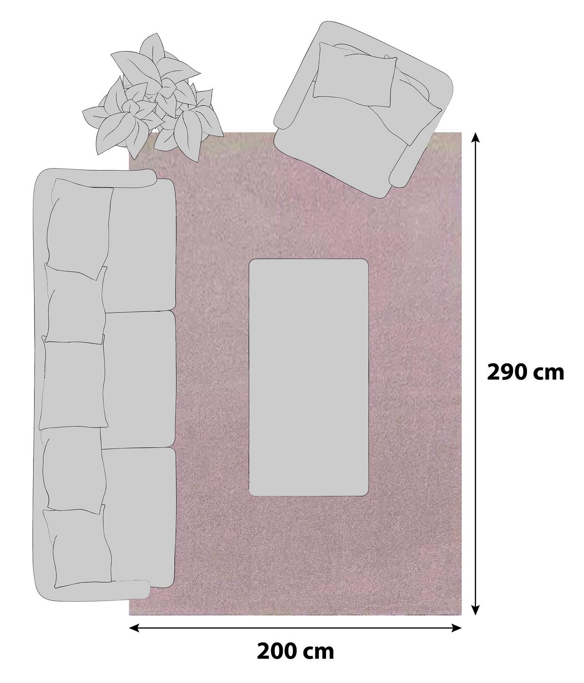 Hochflor Teppich Rosa Ata 200x290 cm - Rosa, KONVENTIONELL, Textil (200/290cm)