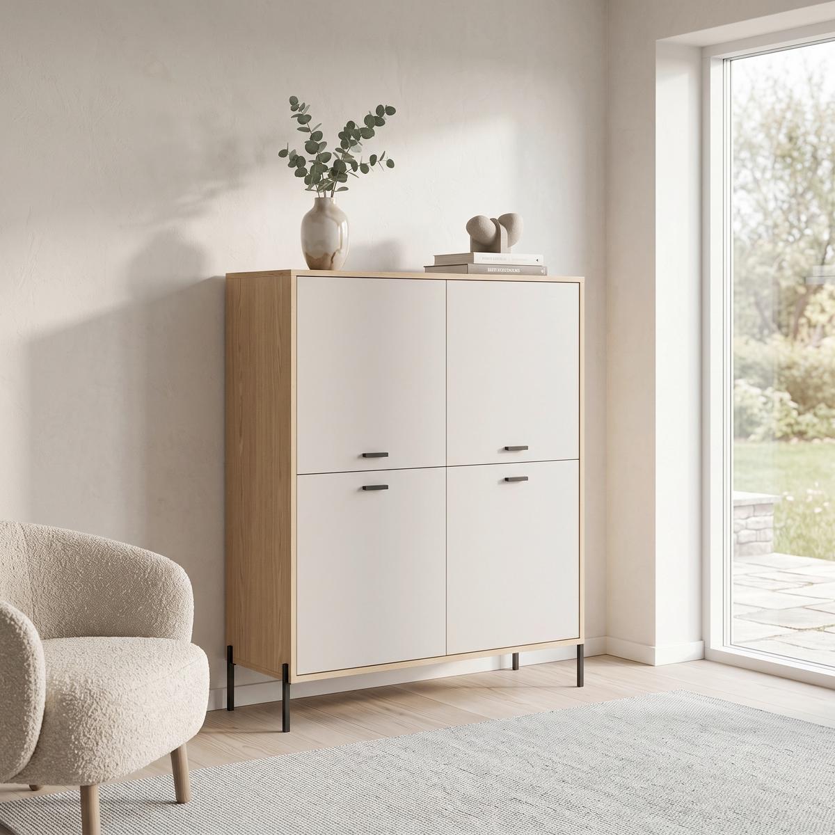 Highboard Fredericia Eichefarben Kaschmir B: 115 cm - Kaschmir/Eichefarben, Design, Holzwerkstoff (115/140/40cm) - MID.YOU