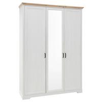 Drehtürenschrank Mit Spiegel 164 cm Jasmin II Weiß/Eiche - Weiß/Eiche Artisan, LIFESTYLE, Holzwerkstoff (164/220/64cm)