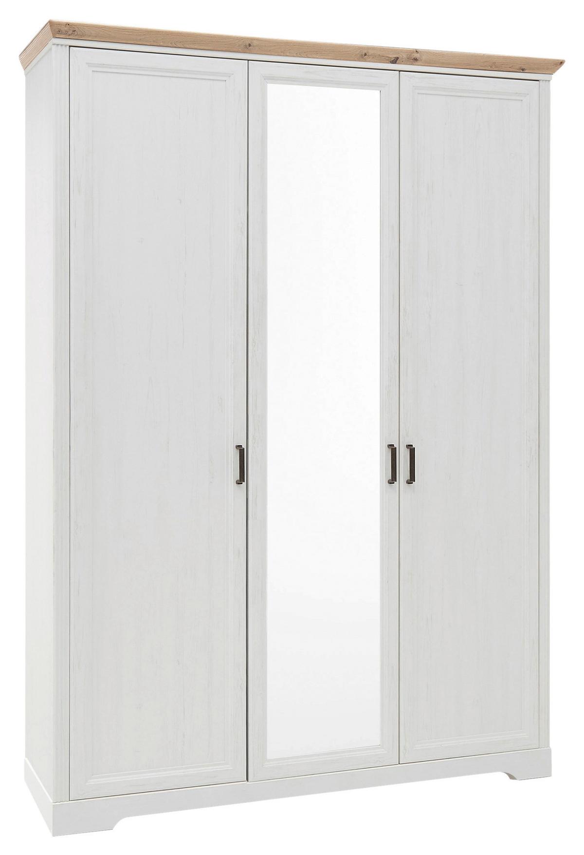 Drehtürenschrank Mit Spiegel 164 cm Jasmin II Weiß/Eiche - Weiß/Eiche Artisan, LIFESTYLE, Holzwerkstoff (164/220/64cm)