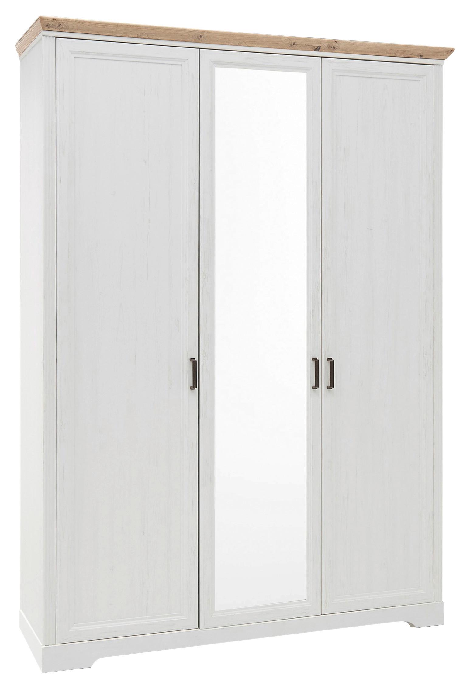 Drehtürenschrank Mit Spiegel 164 cm Jasmin II Weiß/Eiche