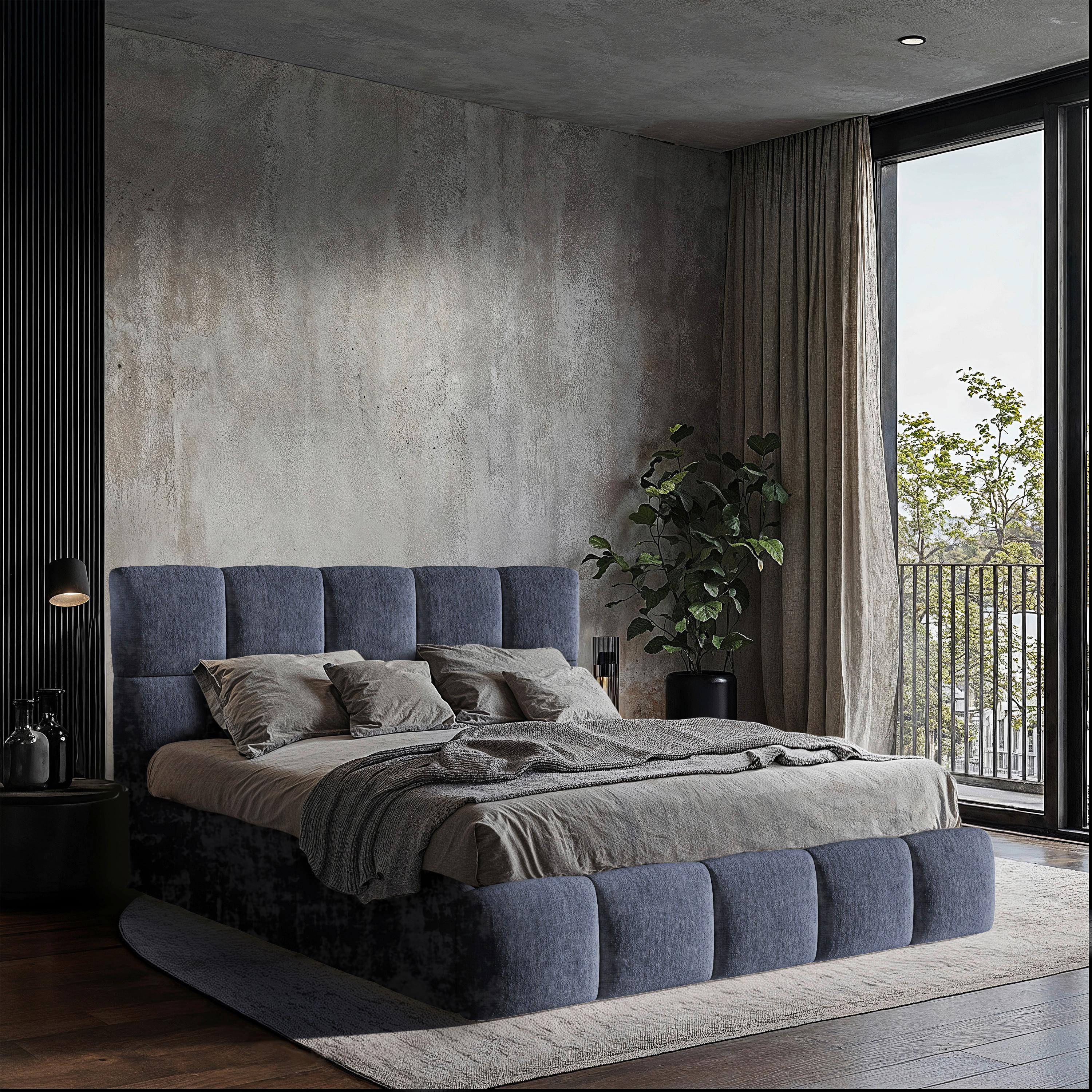 Polsterbett Cherry Chenille Blaugrau, Lf: 180x200 cm - Blaugrau/Schwarz, MODERN, Holz/Holzwerkstoff (180/200cm) - MID.YOU