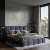 Polsterbett Cherry Chenille Blaugrau, Lf: 180x200 cm - Blaugrau/Schwarz, MODERN, Holz/Holzwerkstoff (180/200cm) - MID.YOU