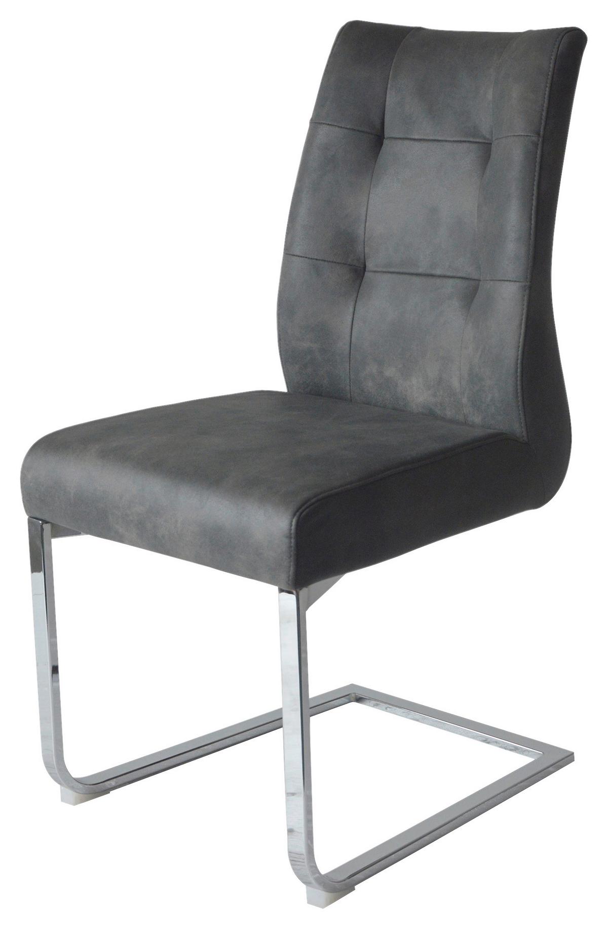 Schwingstuhl-Set Marlen XXL Anthrazit/Silberfarben B: 47cm - Anthrazit/Silberfarben, LIFESTYLE, Textil/Metall (47/96/62cm) - MID.YOU