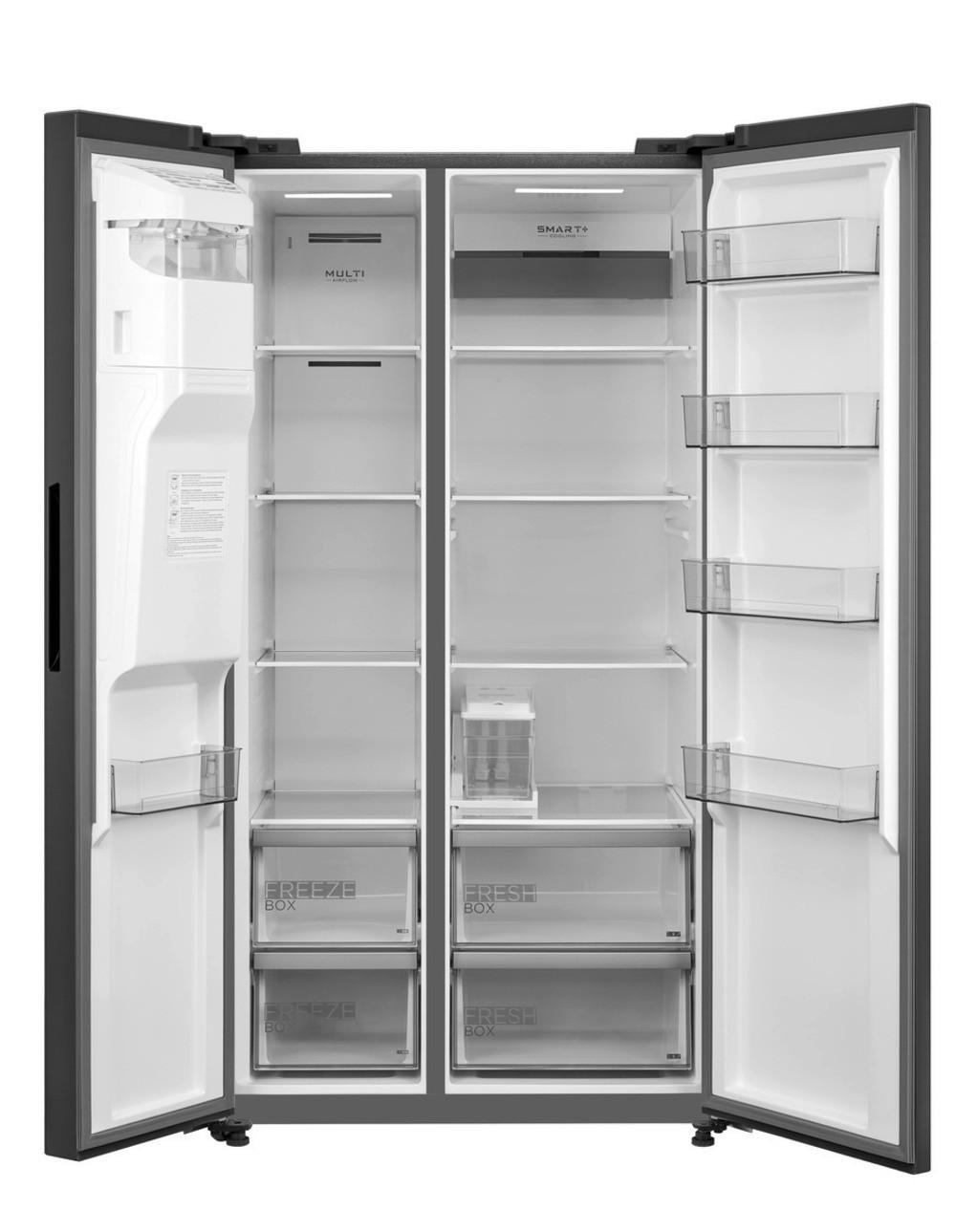 Side-by Side 376 Liter - Schwarz, Basics, Kunststoff/Metall (91cm) - Midea