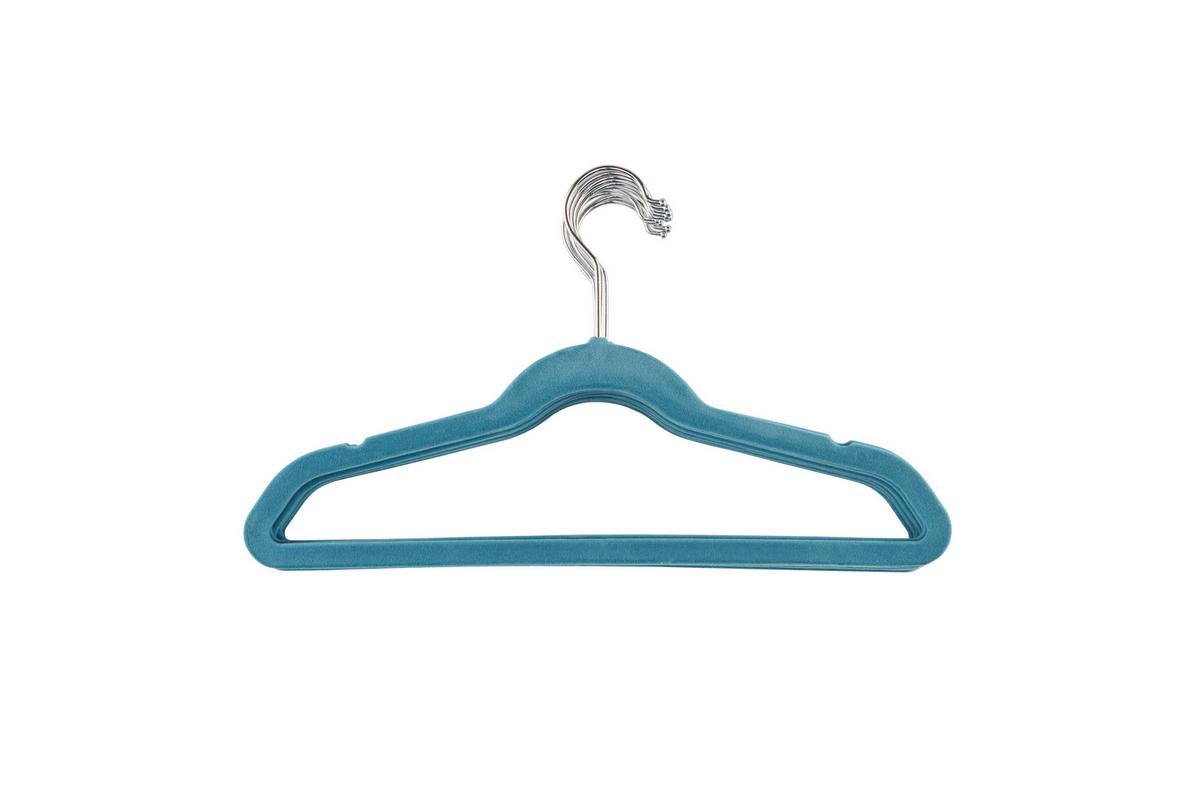 Kinderkleiderbügel Frieda, 10-Set, Samt - Blau/Rosa, KONVENTIONELL, Kunststoff/Metall (34,5/21/0,5cm) - Homezone