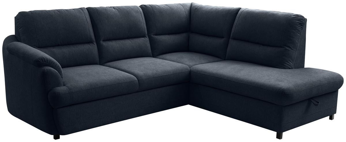 Rohová sedačka GUSTO, pravá, modrá - modrá/černá, Basics, dřevo/textil (240/200cm)