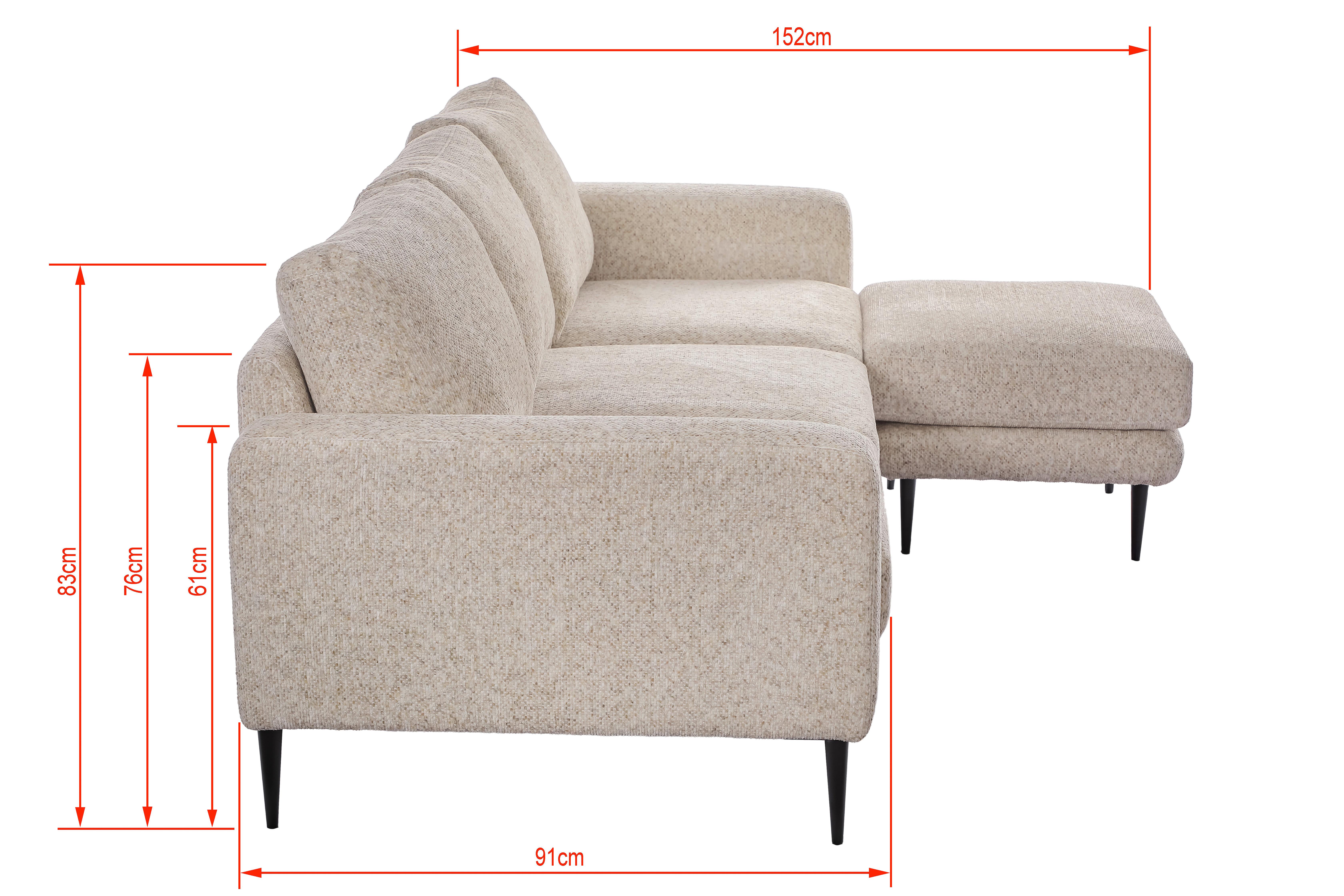 Háromüléses Kanapé Parma - krémszínű, Basics, textil/fa (208/83/151cm) - Livetastic