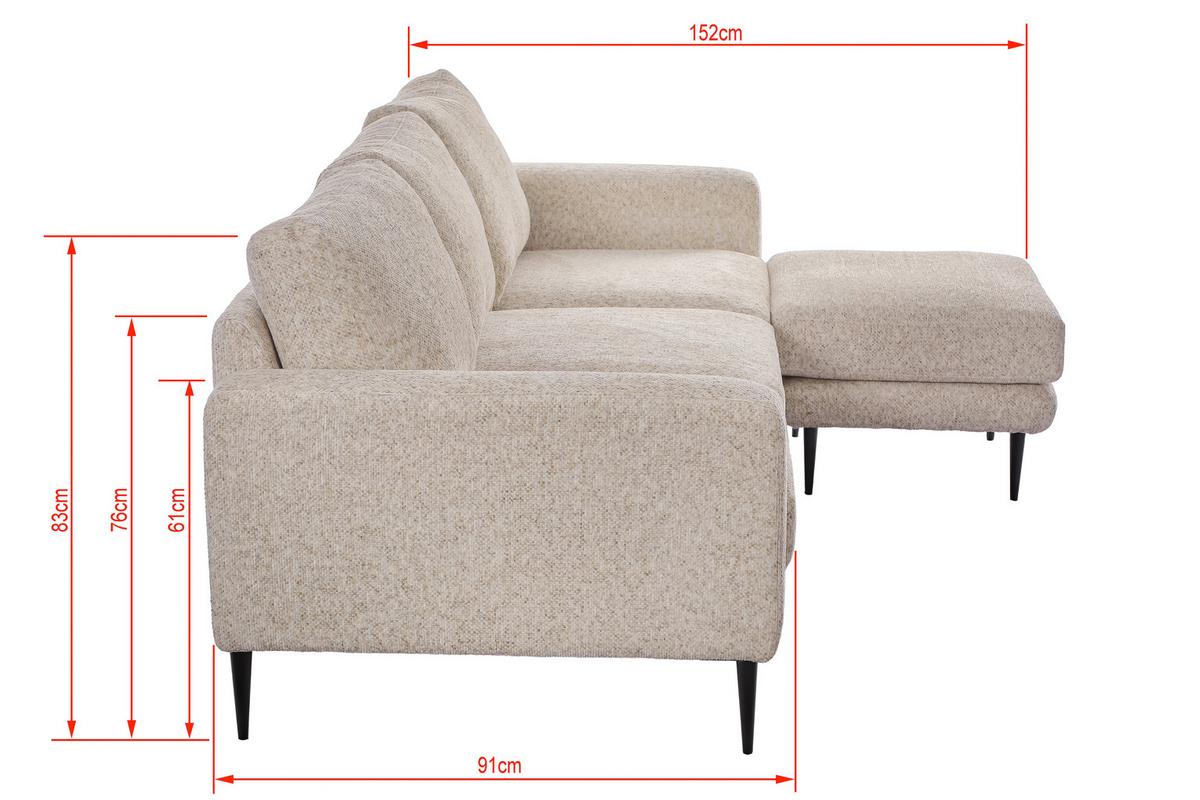 Háromüléses Kanapé Parma - krémszínű, Basics, textil/fa (208/83/151cm) - Livetastic