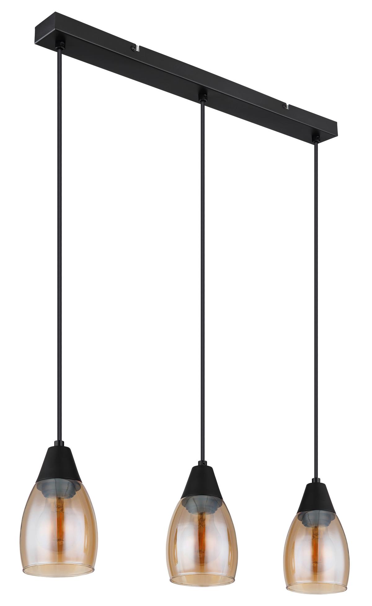 Hängeleuchte 15705-3h - Schwarz, Design, Glas/Kunststoff (55/10/120cm) - Globo