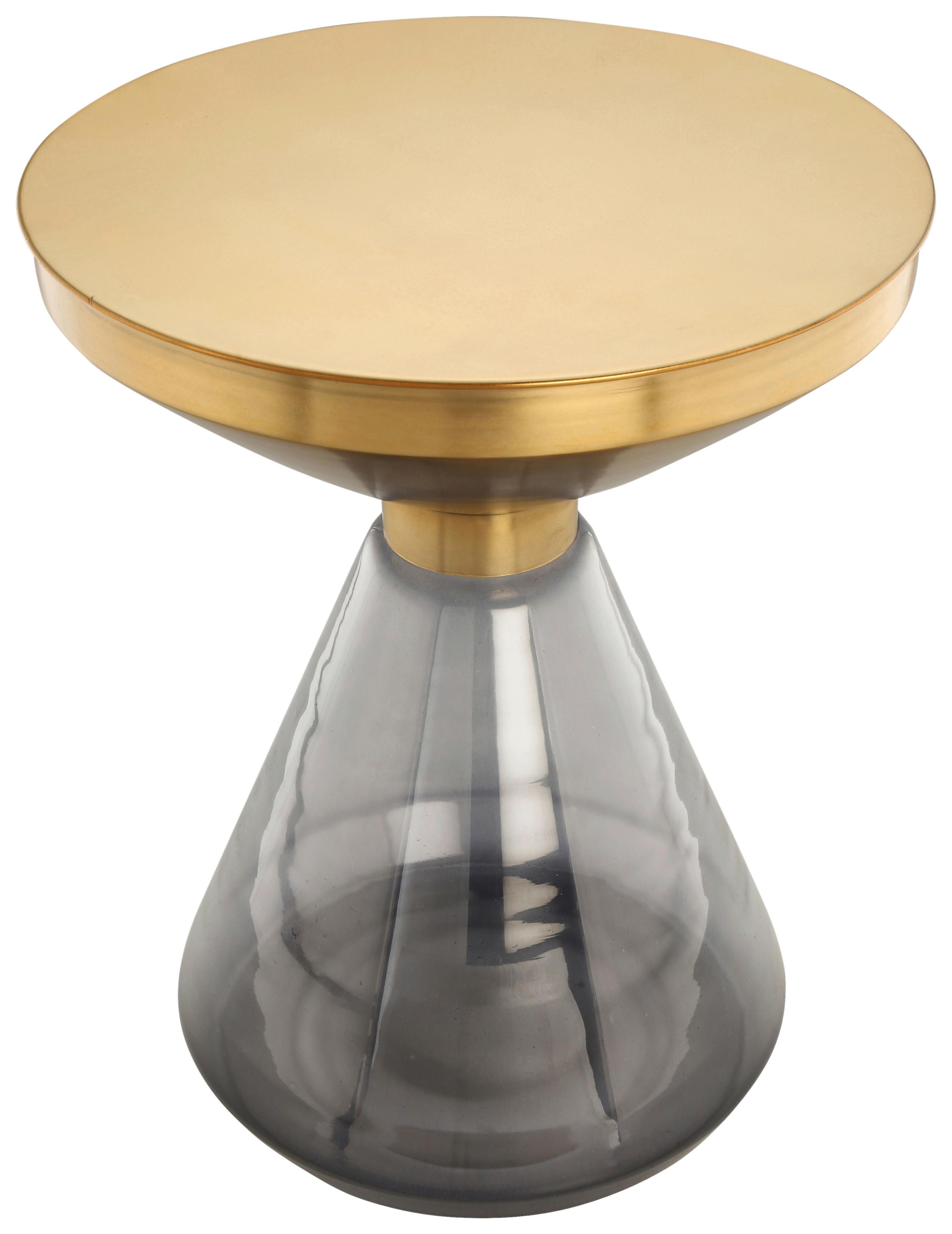 Beistelltisch  Roman 325 Grau/Goldfarben D: 41,5 cm - Goldfarben/Grau, Design, Glas/Metall (41,5/53cm) - Kayoom