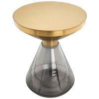 Beistelltisch  Roman 325 Grau/Goldfarben D: 41,5 cm - Goldfarben/Grau, Design, Glas/Metall (41,5/53cm) - Kayoom