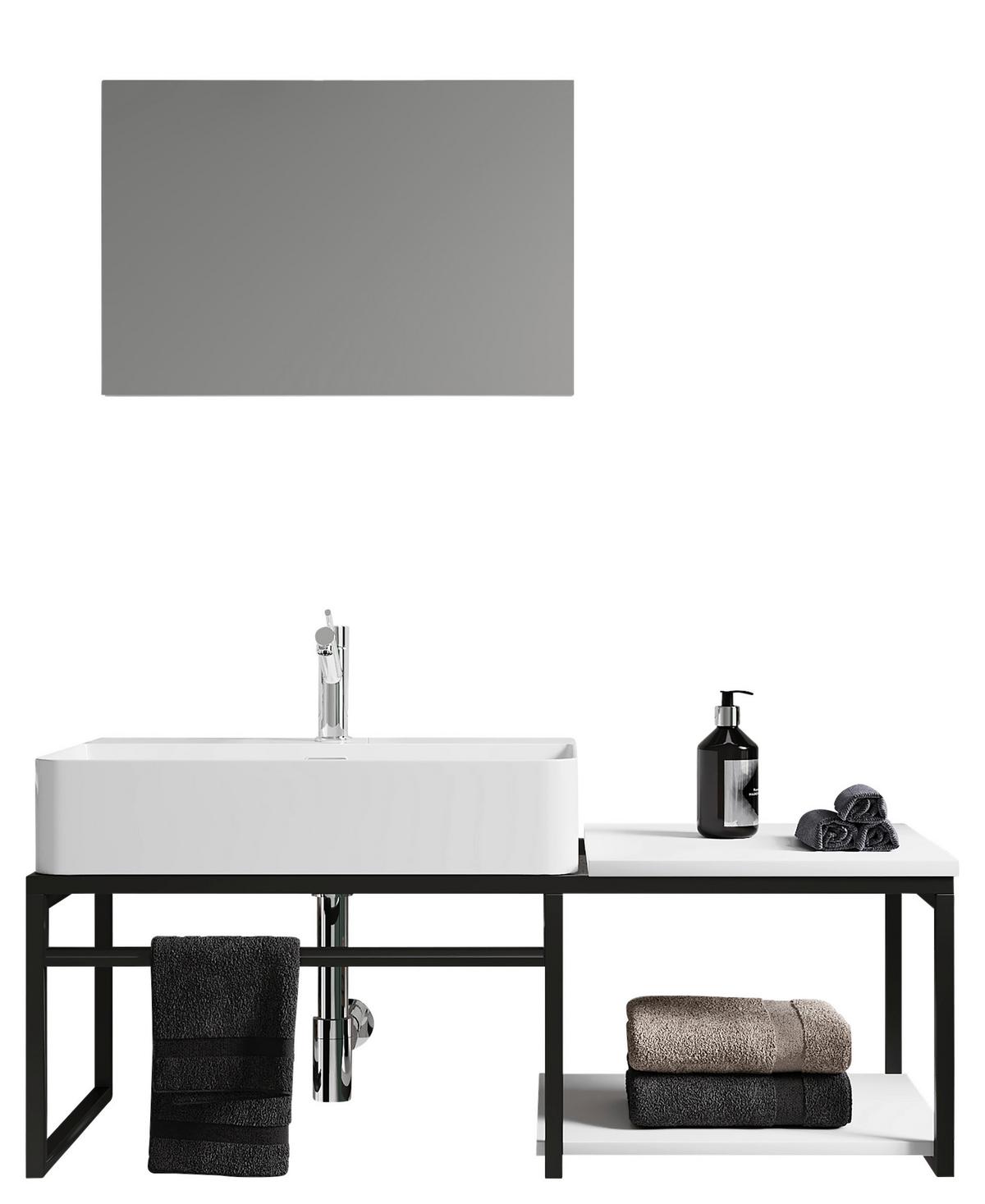 Badmöbel-Set 3-Tlg. Bitila B: 100 cm Schwarz/Weiß - Schwarz/Weiß, MODERN, Glas/Keramik (100cm) - MID.YOU