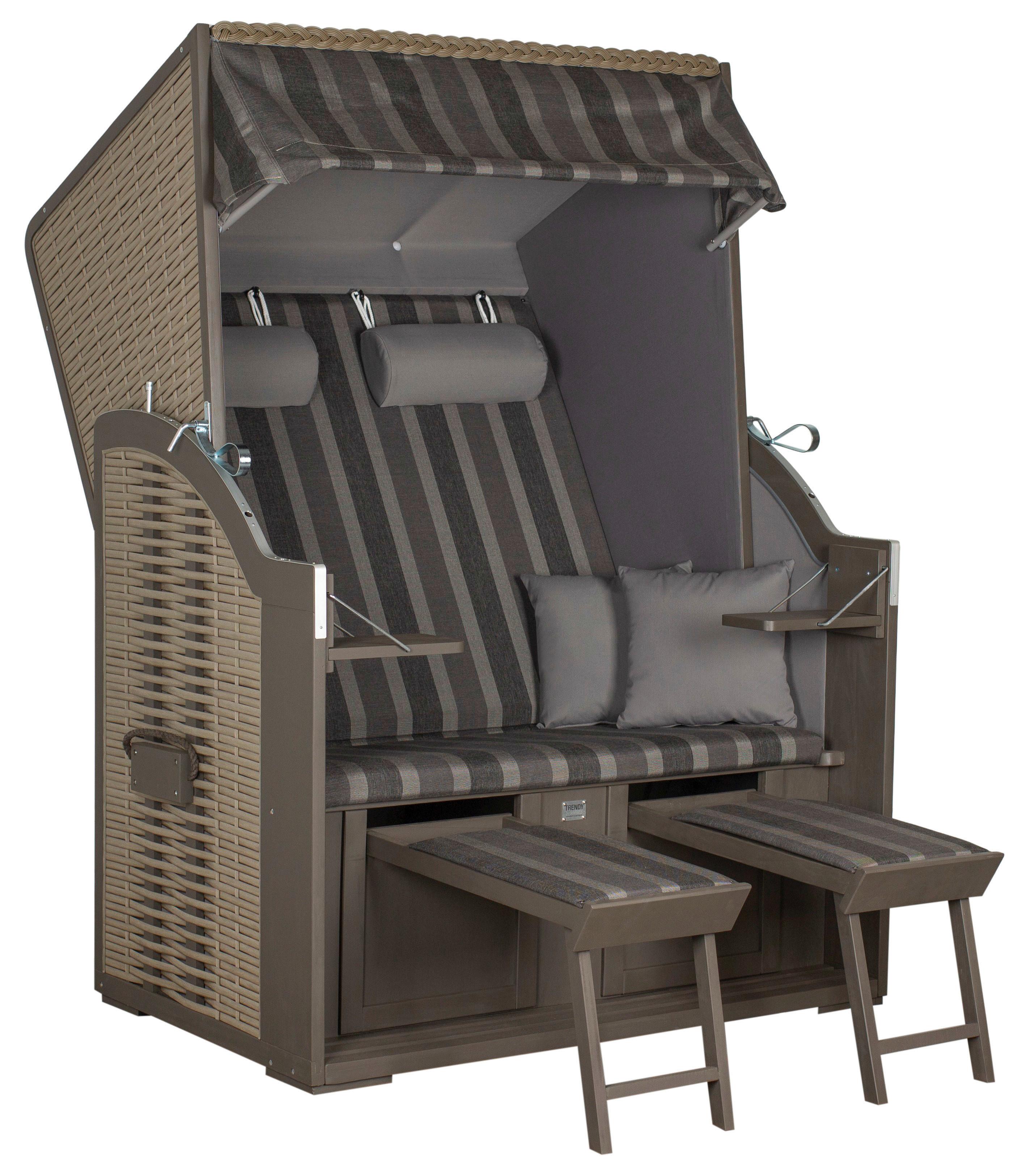 Strandkorb Compact Grau - Dunkelgrau, LIFESTYLE, Holz/Textil (120/160/80cm)