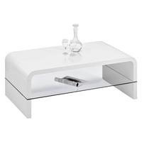 Couchtisch mit Ablagefach Aruba, Weiß/Klarglas - Weiß, MODERN, Holzwerkstoff (110/40/60cm)
