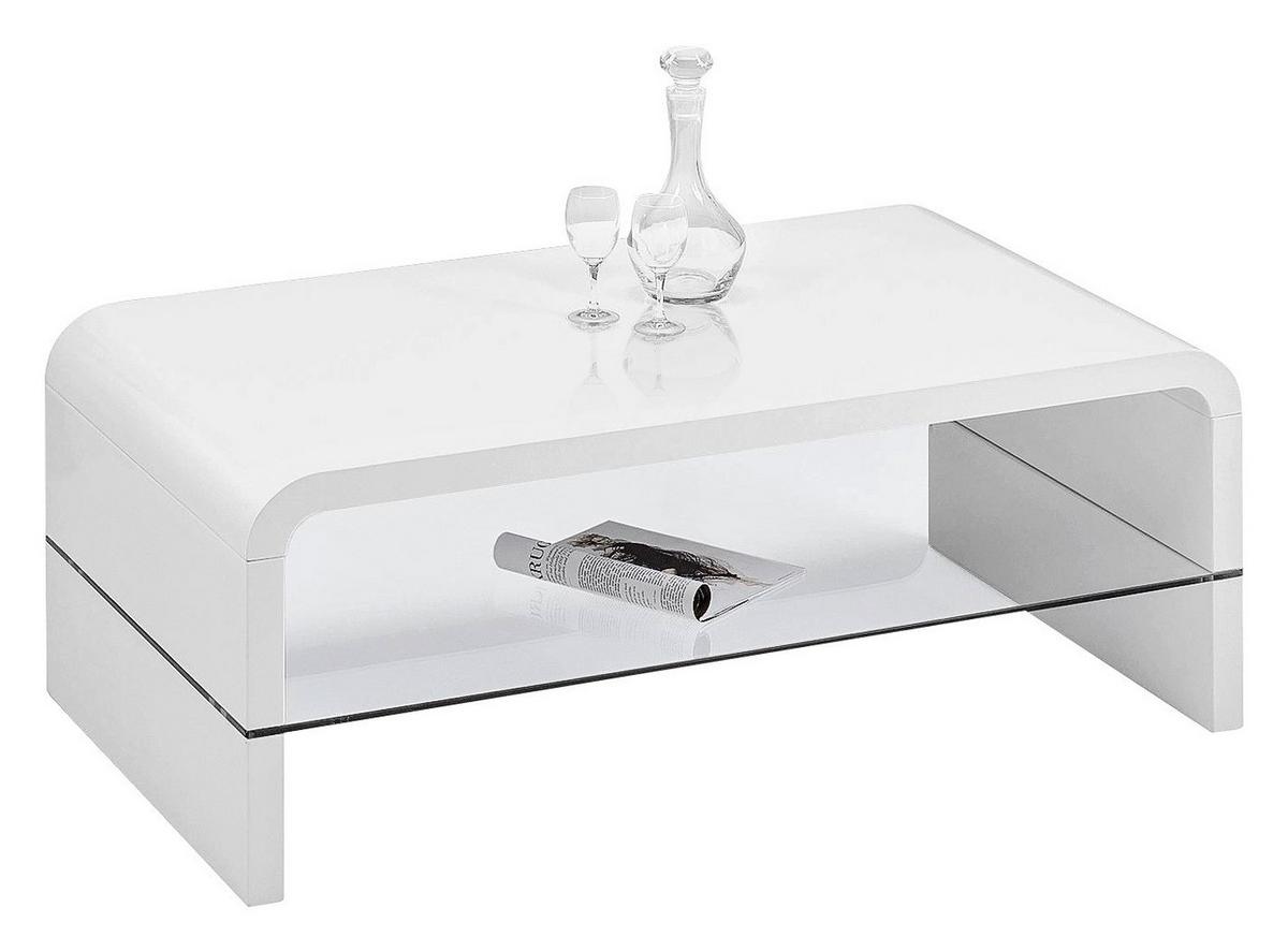 Couchtisch mit Ablagefach Aruba, Weiß/Klarglas - Weiß, MODERN, Holzwerkstoff (110/40/60cm)