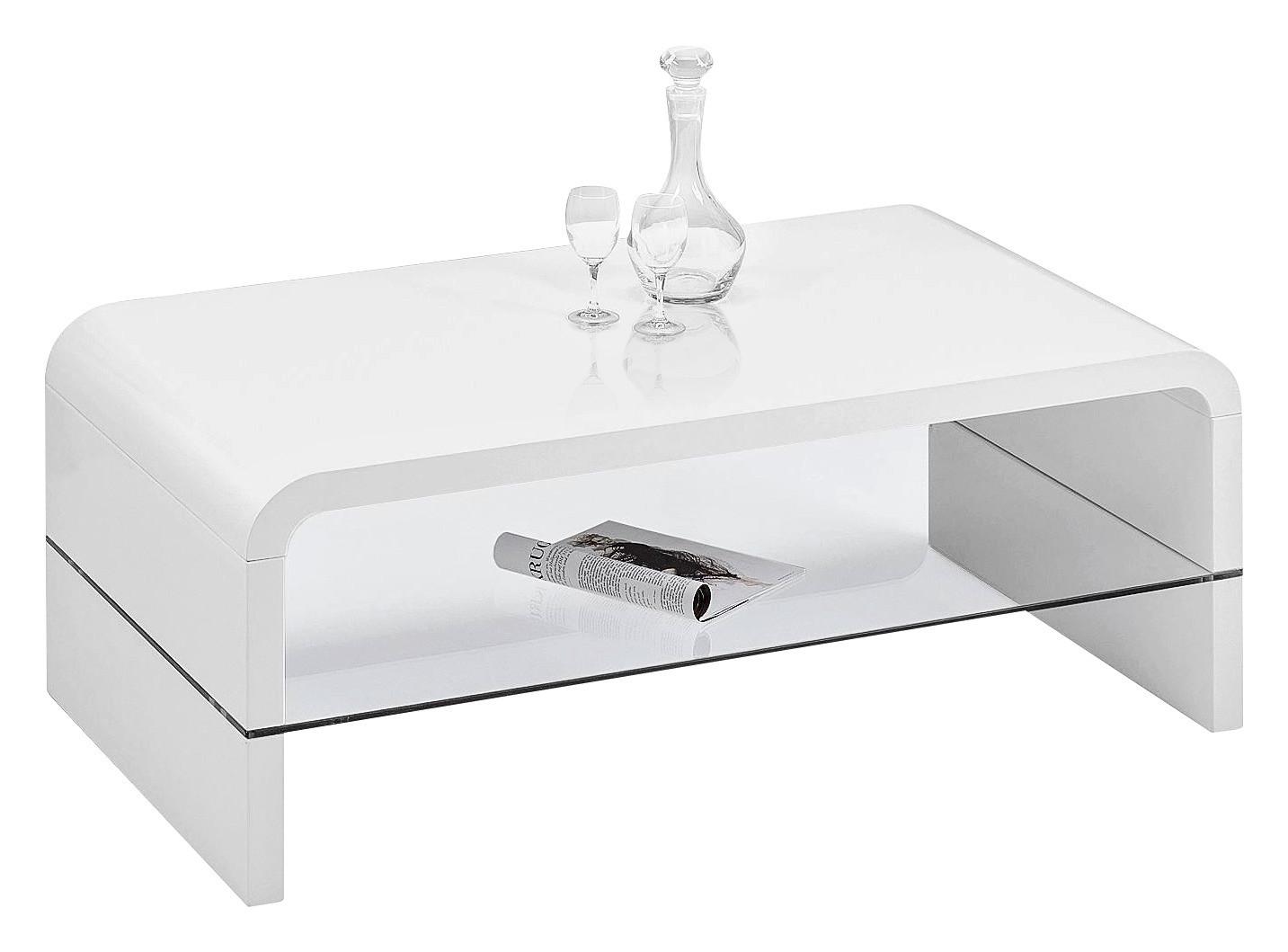 Couchtisch mit Ablagefach Aruba, Weiß/Klarglas