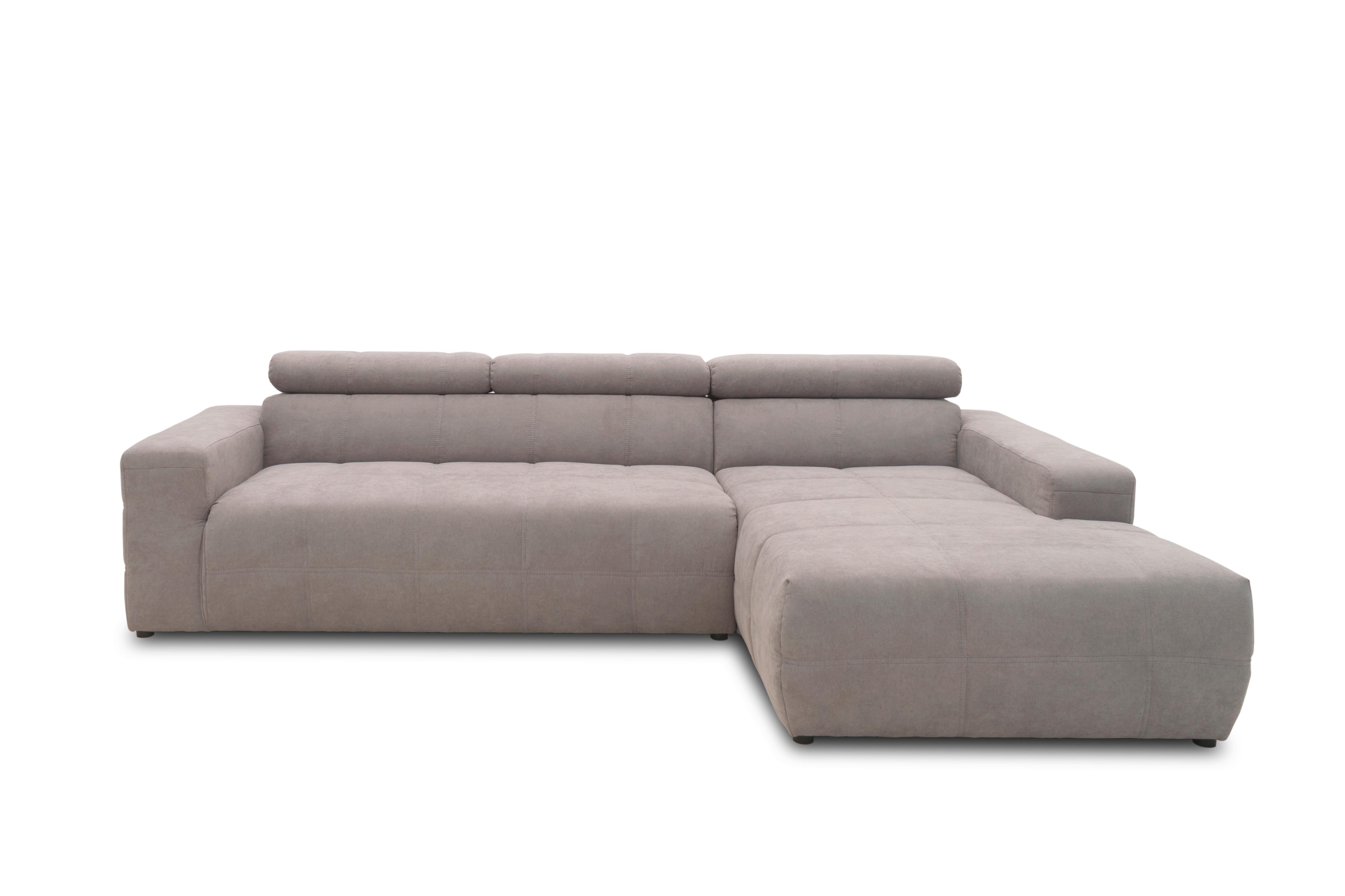Ecksofa + Kopfteilverstellung Brandon Silberfarben - Silberfarben/Schwarz, Design, Textil (285/175cm) - MID.YOU