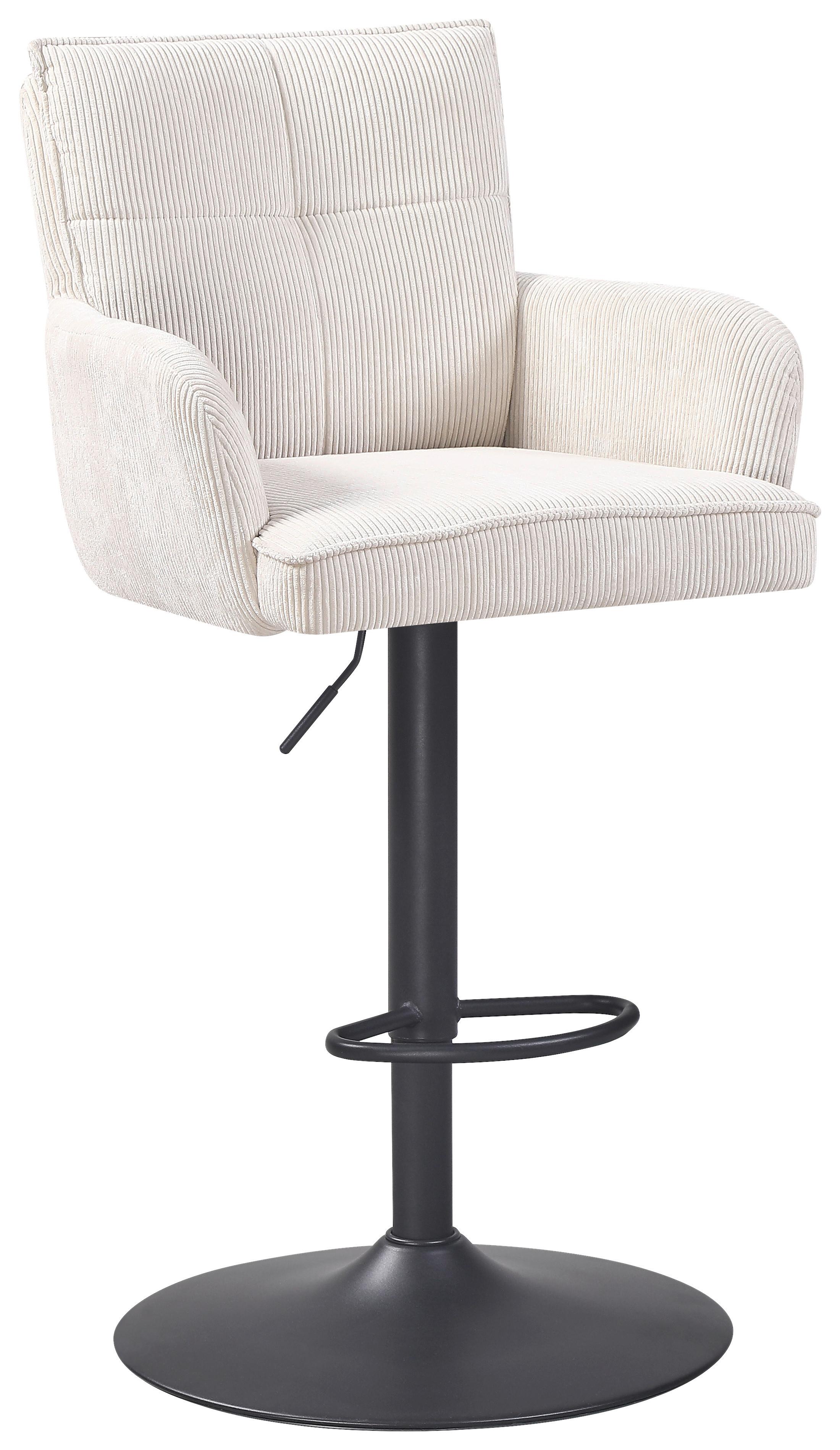 Barhocker Kai Beige höhenverstellbar mit Lehne - Beige/Schwarz, KONVENTIONELL, Textil/Metall (57/100-121/57cm) - MID.YOU