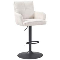 Barhocker Kai Beige höhenverstellbar mit Lehne - Beige/Schwarz, KONVENTIONELL, Textil/Metall (57/100-121/57cm) - MID.YOU