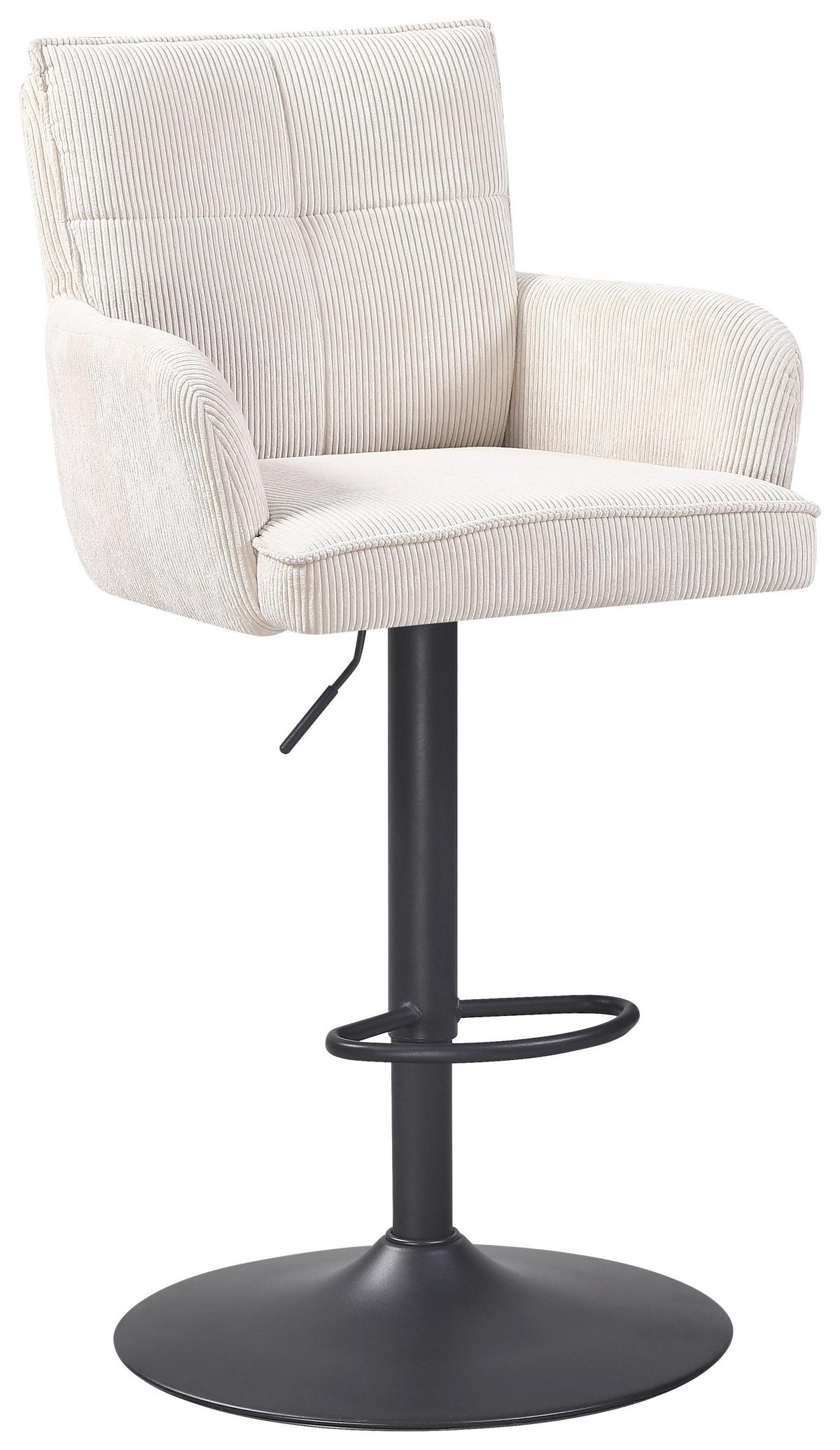 Barhocker Kai Beige höhenverstellbar mit Lehne - Beige/Schwarz, KONVENTIONELL, Textil/Metall (57/100-121/57cm) - MID.YOU