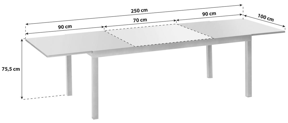 Gartengarnitur Marini 7-Teilig Marini aus Aluminium - Graphitfarben/Grau, KONVENTIONELL, Glas/Textil - Gardenson