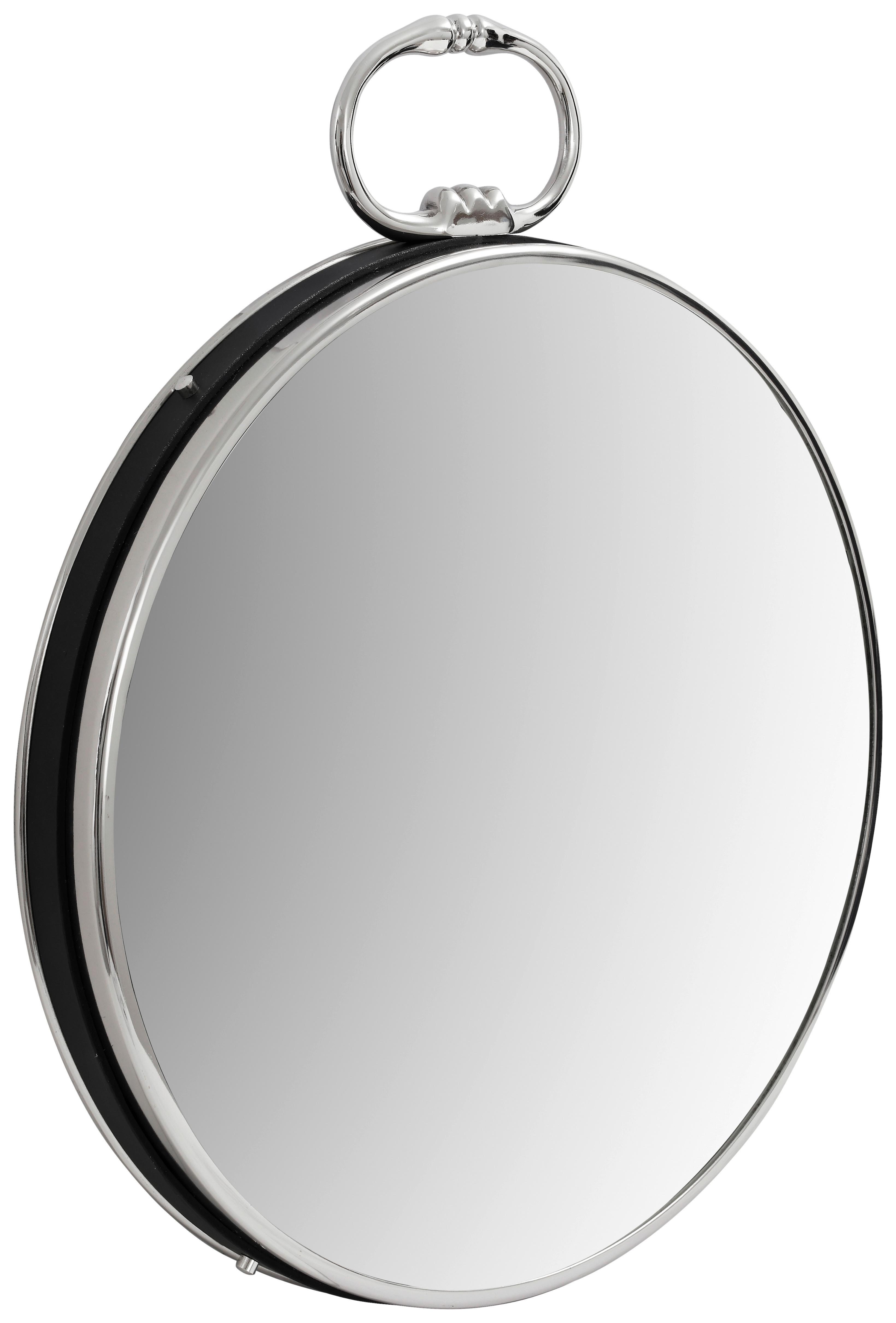 Wandspiegel Eleganca Rund 51x62 cm Schwarz/Silberfarben - Silberfarben/Schwarz, LIFESTYLE, Glas/Metall (51/62/5cm) - Kayoom