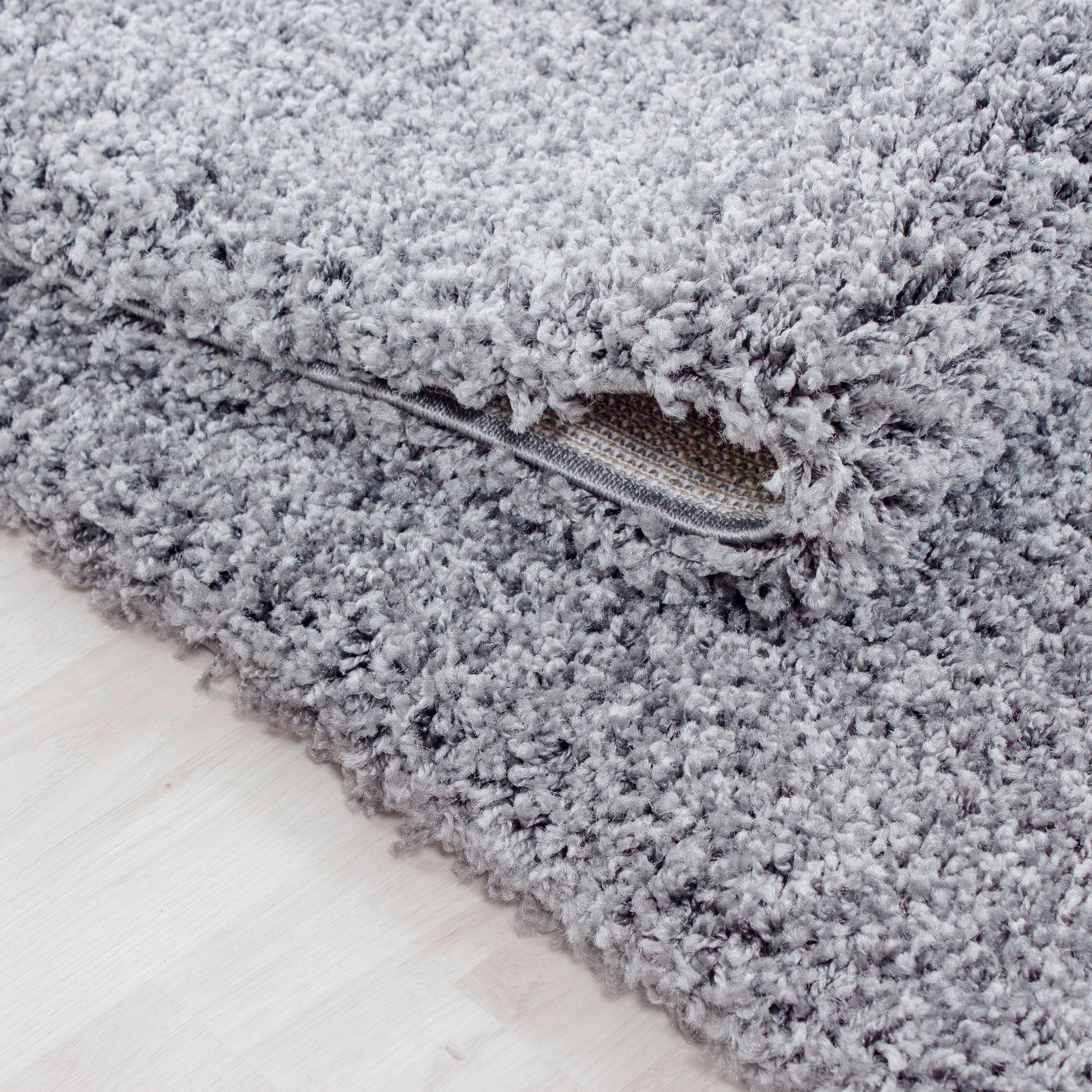 Hochflor Teppich Hellgrau Life Rund Ø 120 cm - Hellgrau, KONVENTIONELL, Textil (120l) - Novel