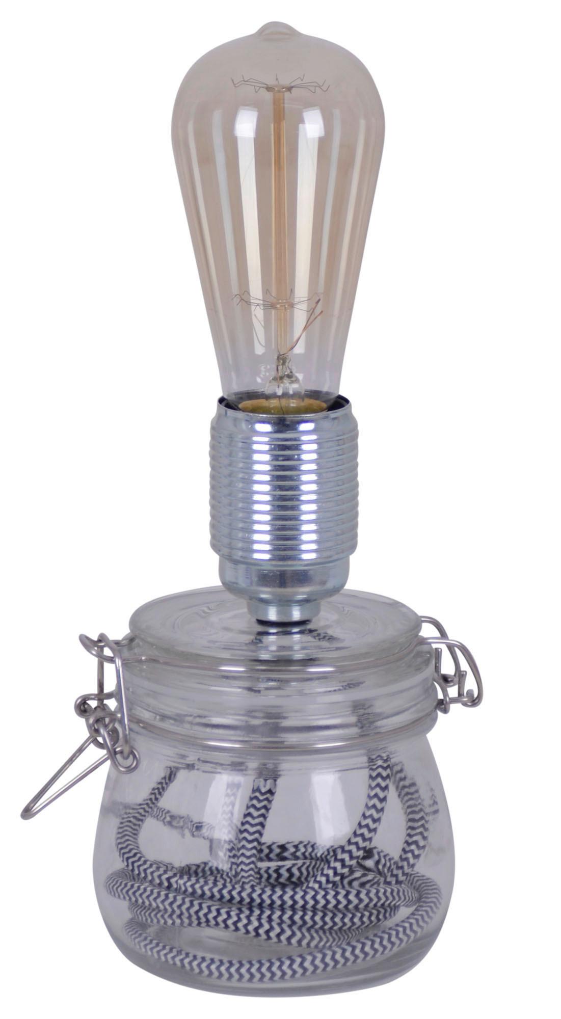 Tischlampe Max Klar Mit Kippschalter - Klar, LIFESTYLE, Glas/Textil (11/20cm) - Näve