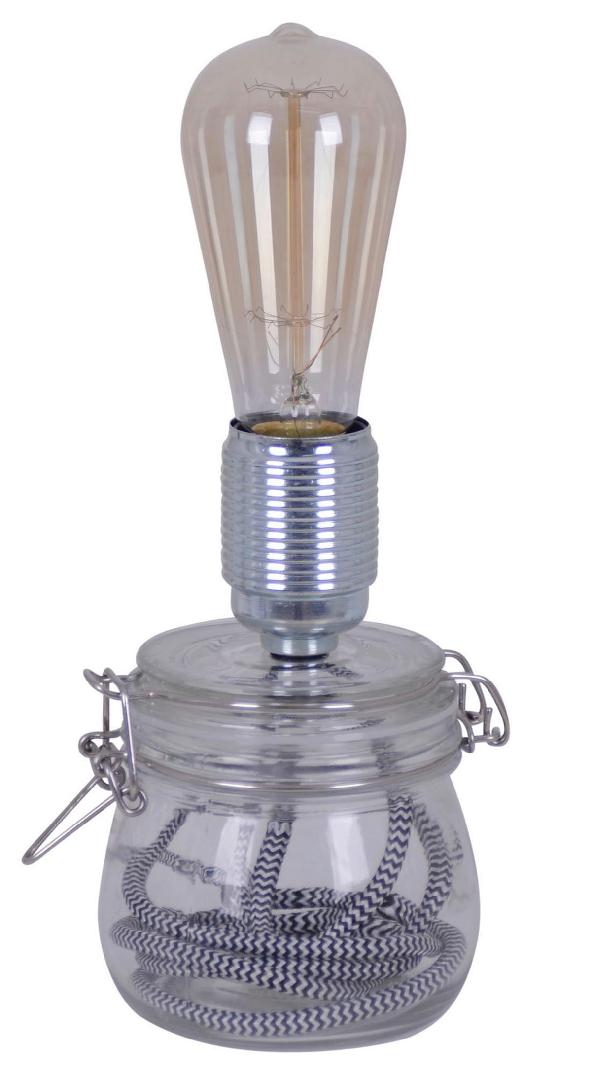 Tischlampe Max Klar Mit Kippschalter - Klar, LIFESTYLE, Glas/Textil (11/20cm) - Näve