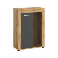 Vitrine Jam Anthrazit/Eiche Dekor B: 86 cm - Anthrazit/Eiche Wotan, Design, Glas/Holzwerkstoff (86/60/35cm) - MID.YOU
