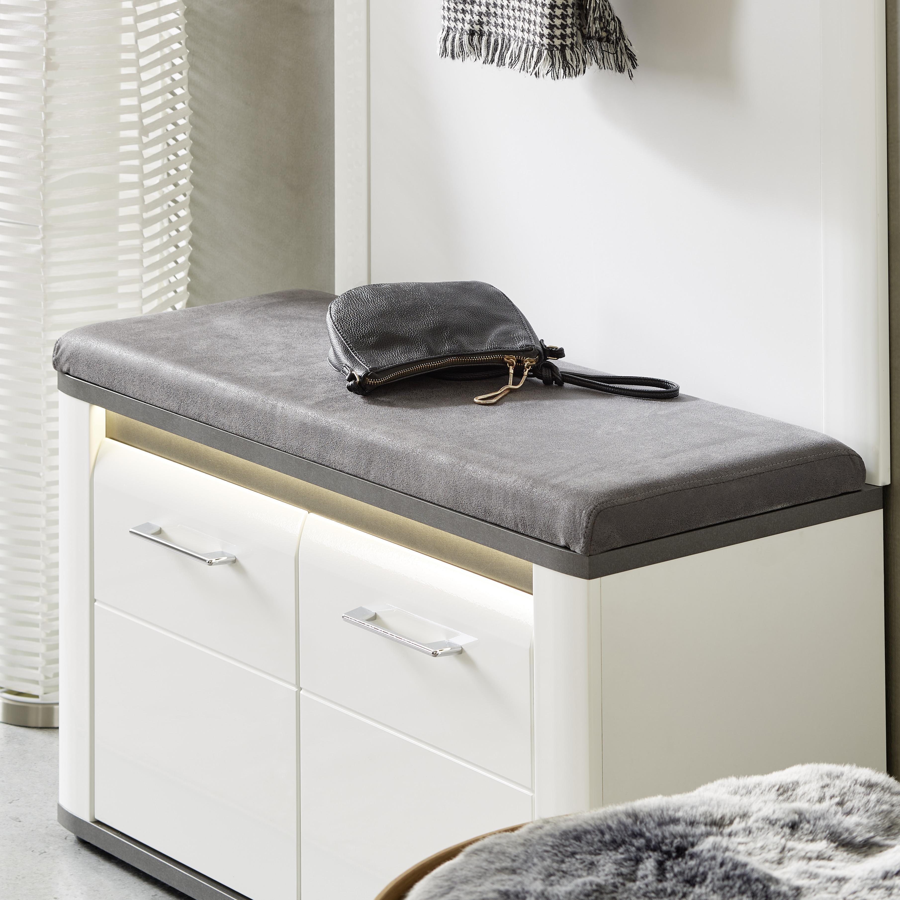 Sitzkissen für Garderobenbank Alassio Grau 85x35 cm - Grau, MODERN, Kunststoff/Textil (85/5/34,6cm)