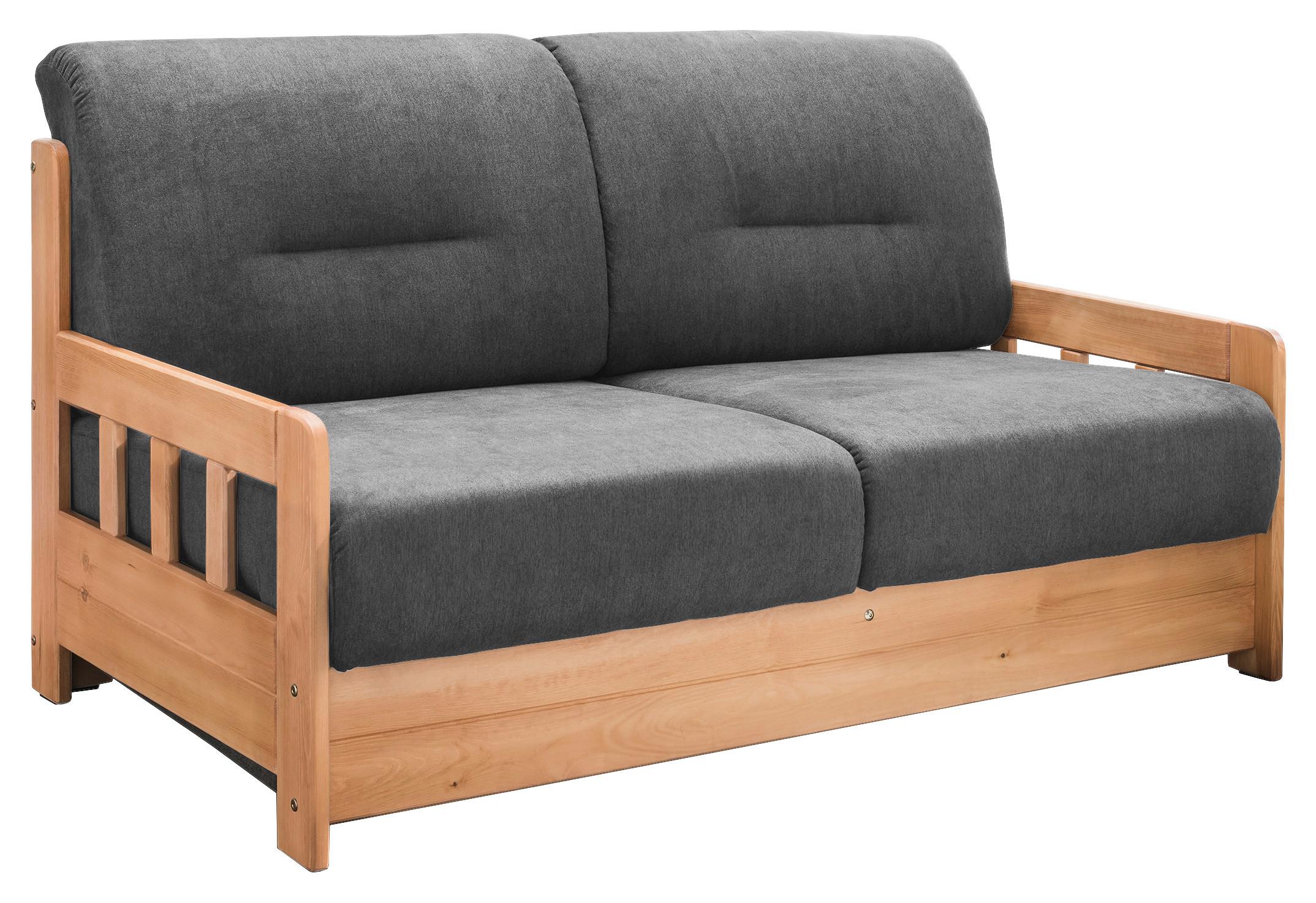 2-Sitzer-Sofa mit Schlaffunkt. Camino Holzkorpus Anthrazit - Anthrazit/Kieferfarben, KONVENTIONELL, Holz/Textil (154/88/90cm) - Livetastic