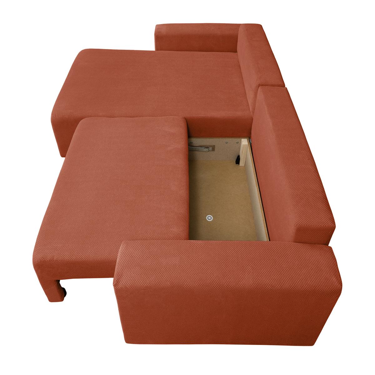 Ecksofa Dallas Bourcle Rostfarben 173x258 cm - Rostfarben/Schwarz, MODERN, Holz/Kunststoff (173/258cm)