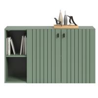 Sitzbank Station Graugrün B: 106cm - Schwarz/Graugrün, Design, Holzwerkstoff (106/63/37cm) - MID.YOU