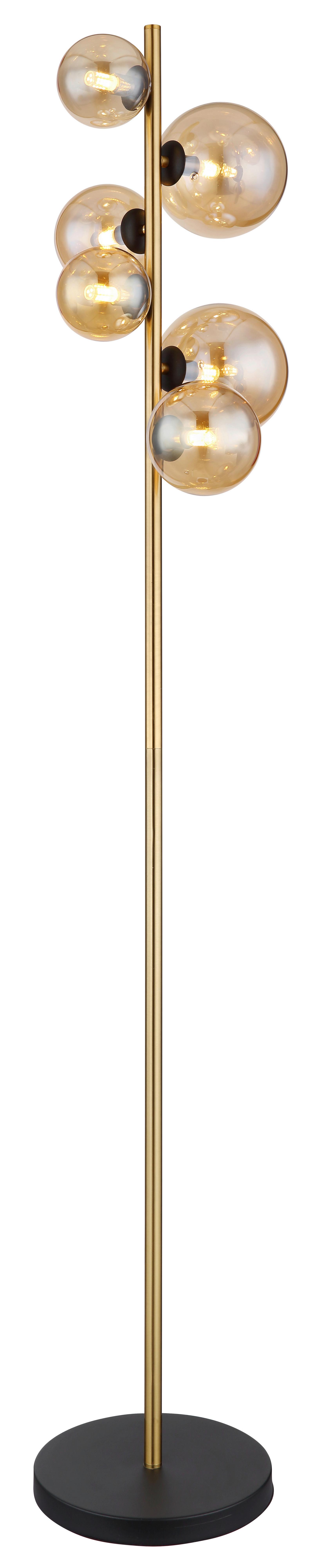 LED-Stehleuchte 56135-6s - Messingfarben/Bernsteinfarben, Design, Glas/Metall (28,5/26,5/155cm) - Globo