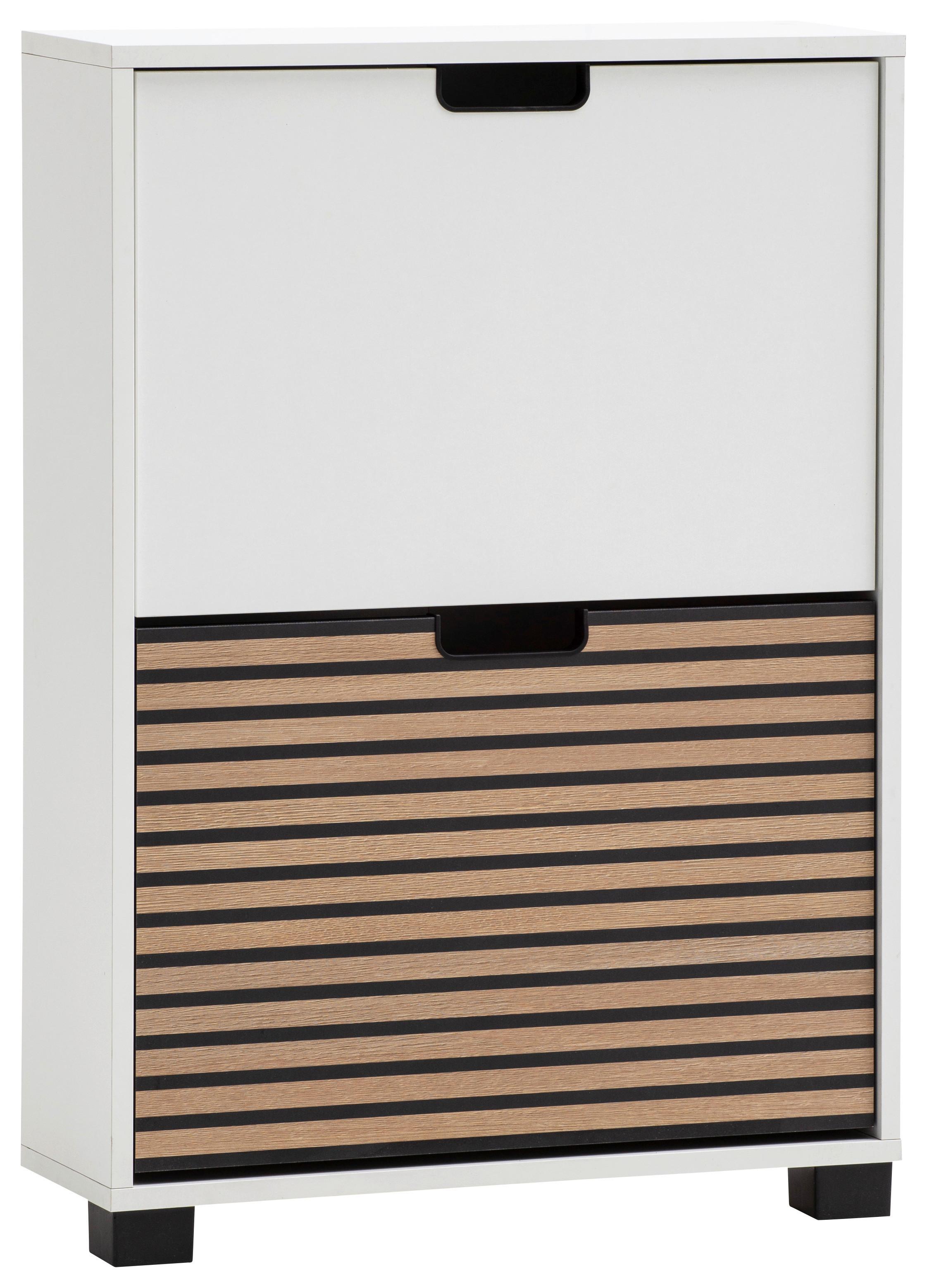 Schuhkipper Weiß/eichefarben B: 59,8 Cm - Eichefarben/Weiß, Design, Holzwerkstoff/Kunststoff (59,8/85,2/19,55cm) - MID.YOU