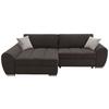 Ecksofa Mit Bettkasten Glasgow Dunkelgrau 175x270 Cm - Hellbraun/Chromfarben, KONVENTIONELL, Textil (175/270cm) - MID.YOU