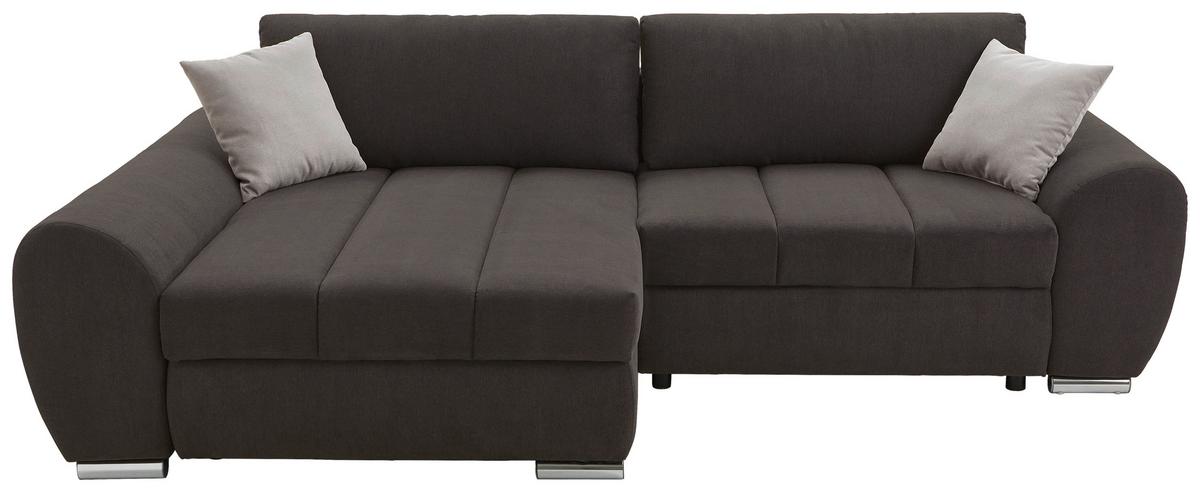Ecksofa Mit Bettkasten Glasgow Dunkelgrau 175x270 Cm - Hellbraun/Chromfarben, KONVENTIONELL, Textil (175/270cm) - MID.YOU
