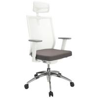 Drehstuhl Aspen White Pro - Silberfarben/Weiß, Basics, Kunststoff/Textil (63/112-122/55cm) - MID.YOU