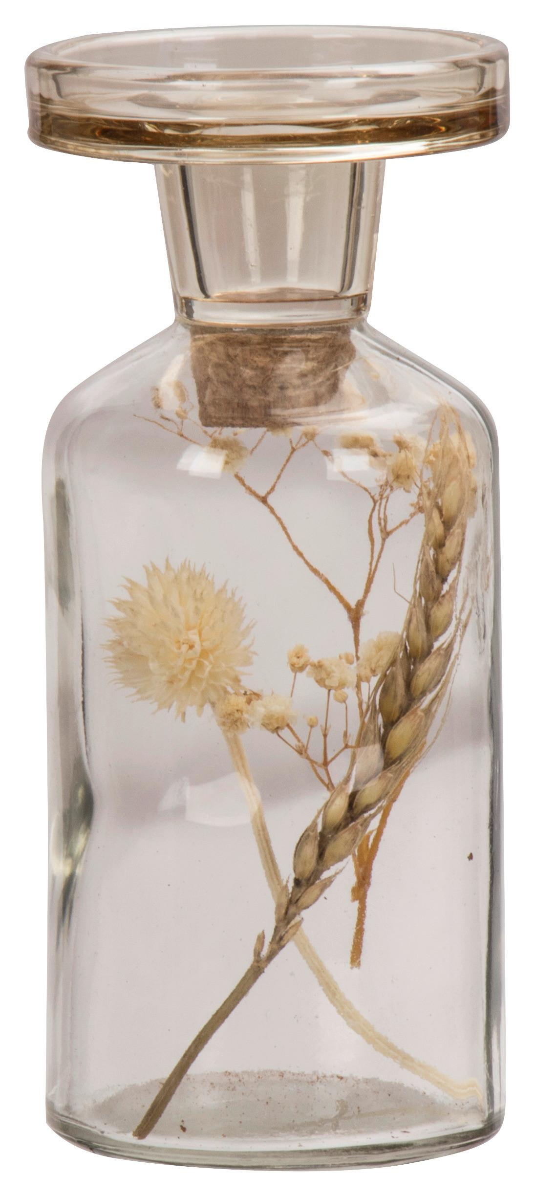 Svietnik Bloom, V: 17cm - prírodné farby/oranžová, prírodné materiály/sklo (7,5/17cm) - Modern Living