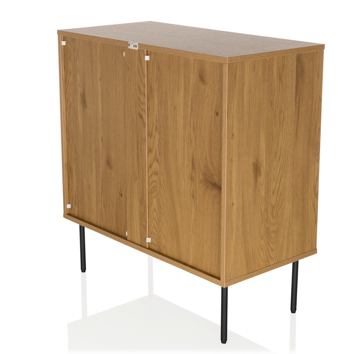 Kommode Linno K Eichefarben B: 80 cm - Eichefarben/Schwarz, MODERN, Holzwerkstoff (80/85/40cm) - MID.YOU