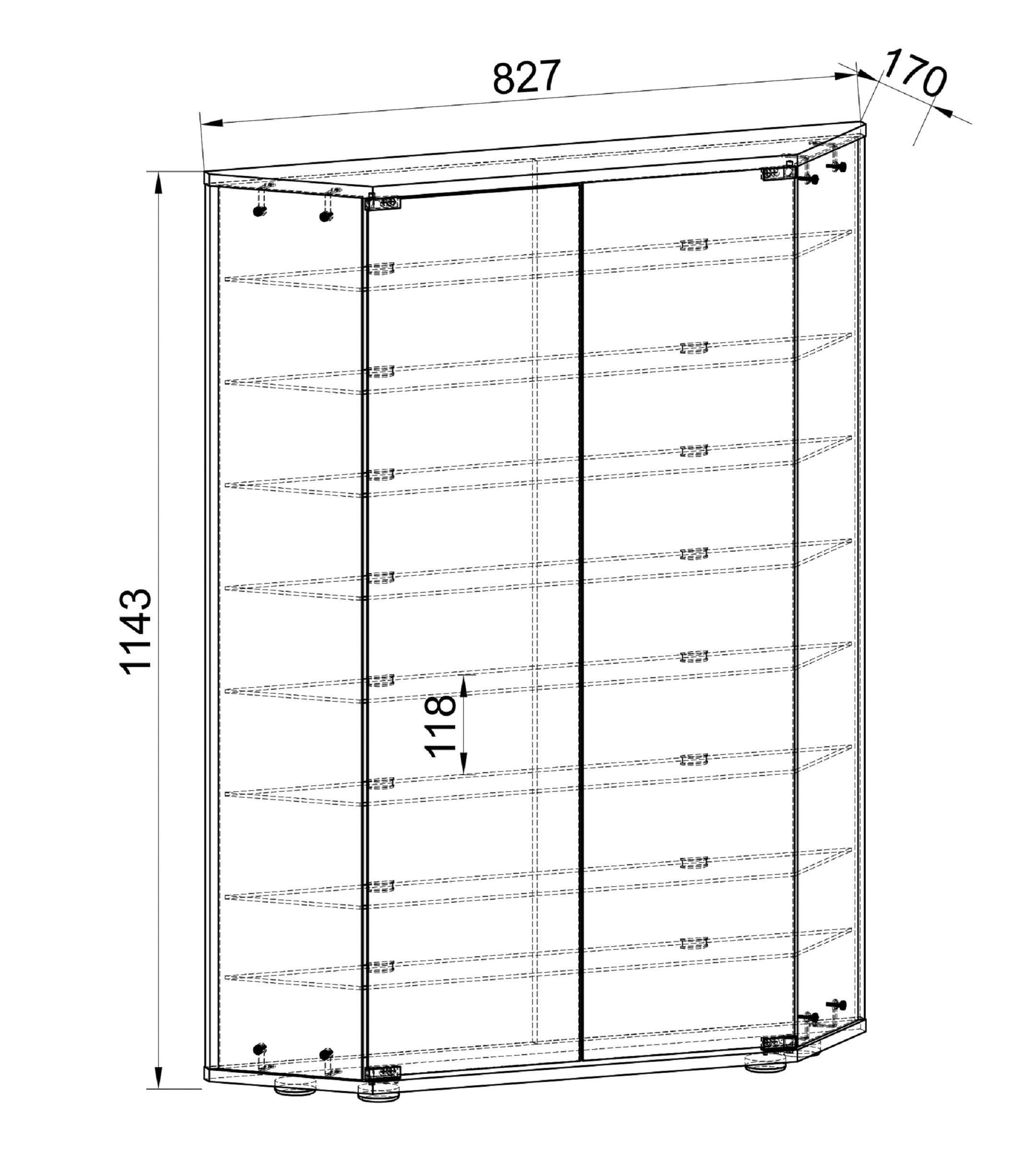 Vitrine Cenila Silberfarben B: 83 Cm - Transparent/Silberfarben, Design, Glas/Holzwerkstoff (83/114/17cm) - MID.YOU