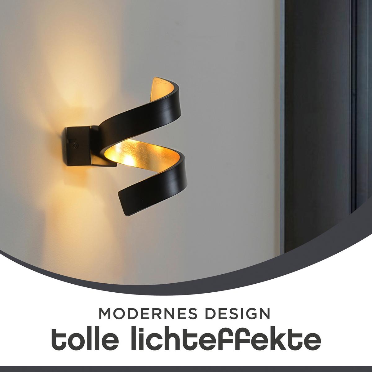 Led-wandleuchte Helix 2-Flammig Spiralförmig - Goldfarben/Schwarz, Design, Metall (17/10/13cm)