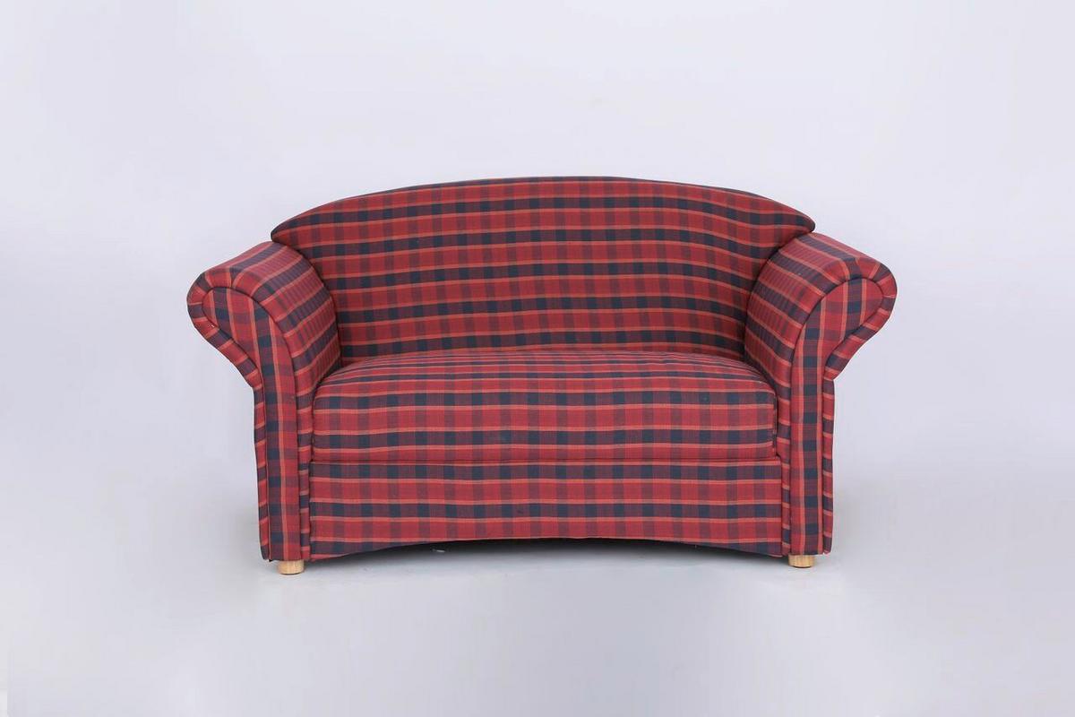 2-Sitzer Sofa Loretta rot kariert, 204x83x85 cm - Bordeaux, Basics, Holz/Textil (204/83/85cm)