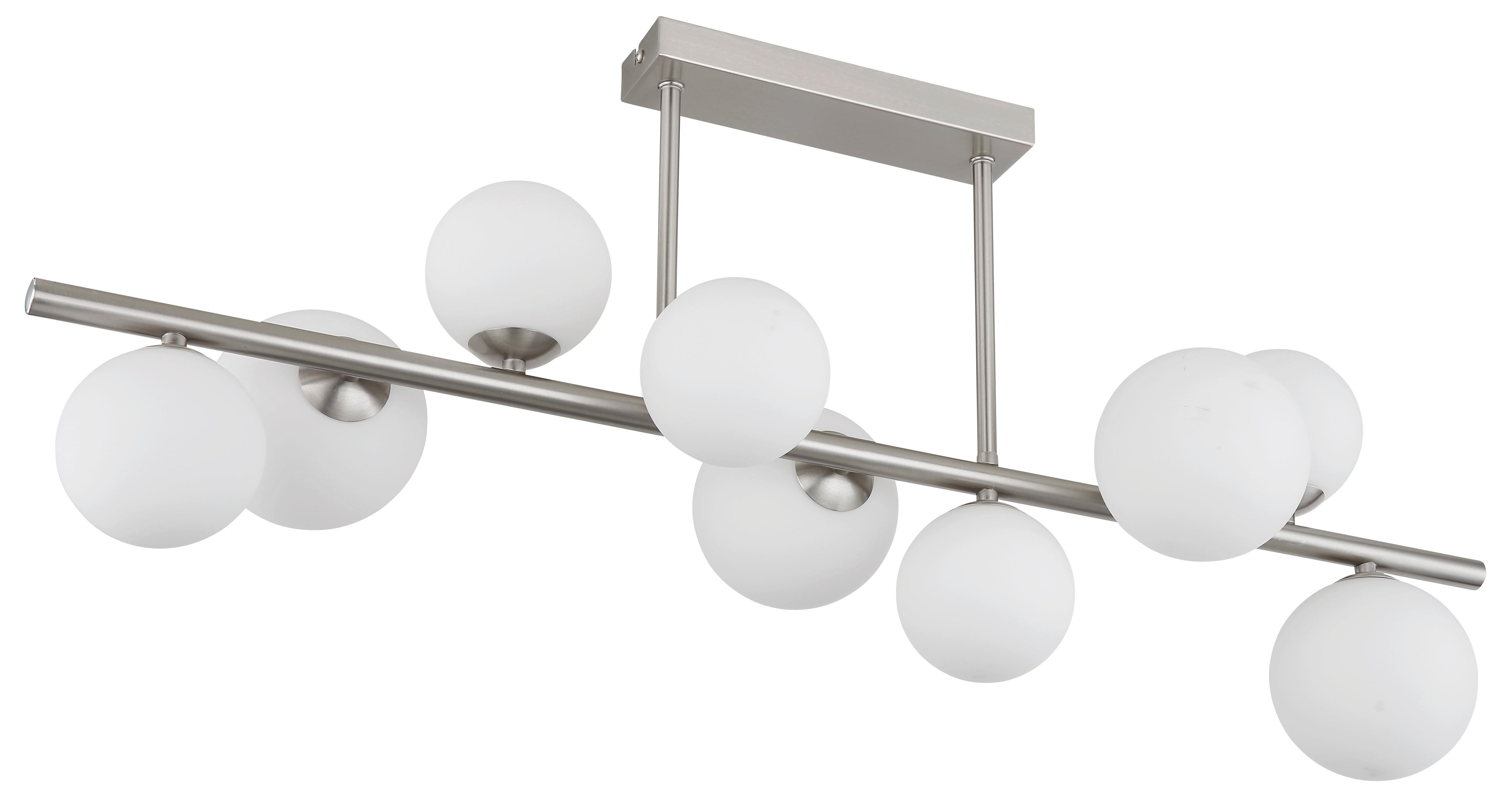 Led Mennyezeti Lámpa 56140-9d - opál/nikkelszínű, Konventionell, Üveg/fém (87/28/37cm) - Globo