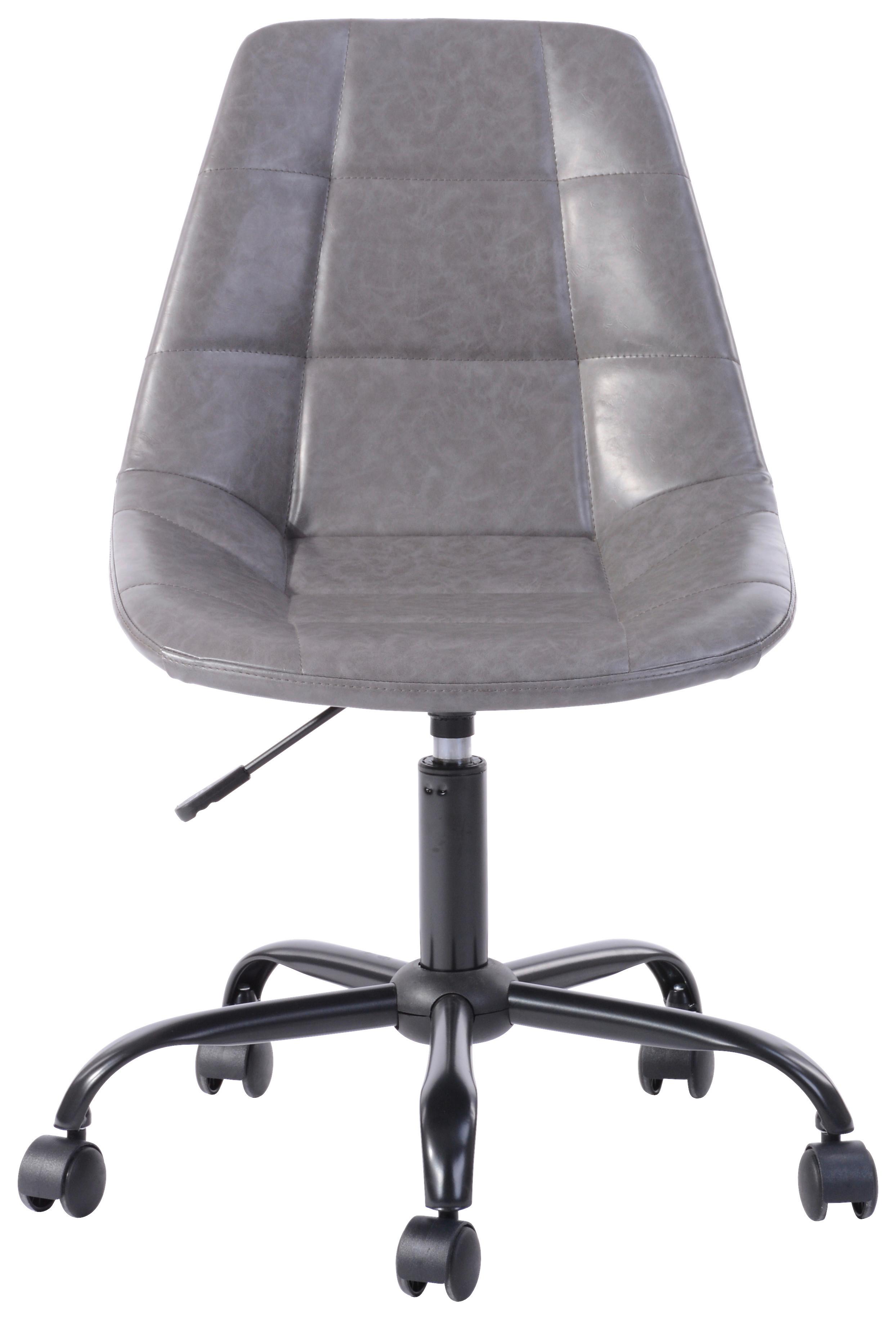 Bürostuhl Rudolf Lederlook Grau - Schwarz/Grau, MODERN, Kunststoff/Textil (52/81-89/53,5cm)
