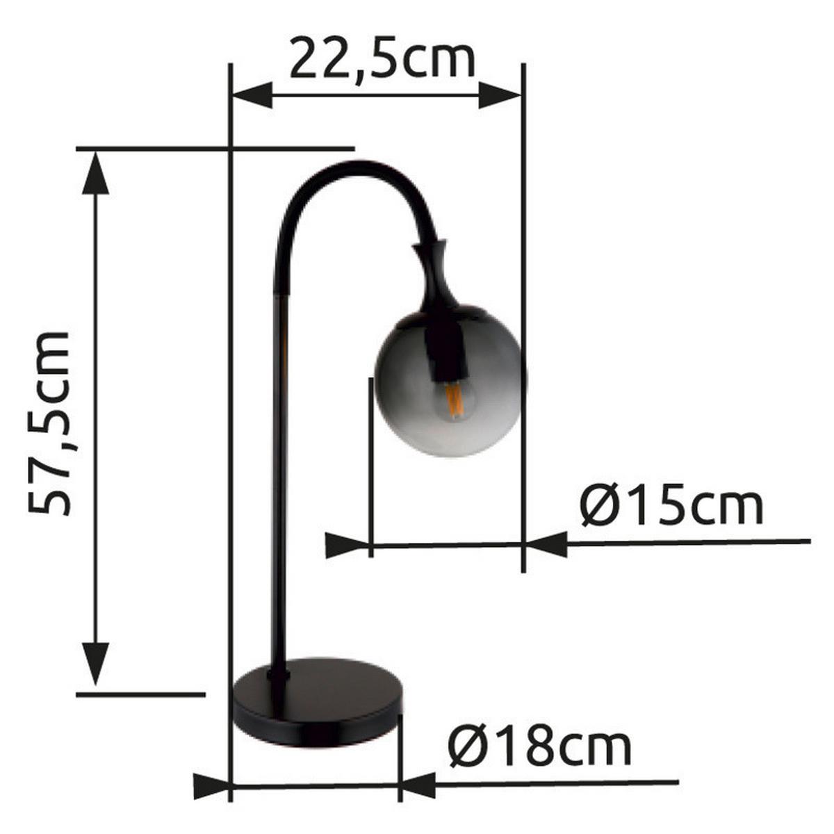 Tischleuchte 15885t - Schwarz/Grau, Design, Glas/Metall (22,5/18/57,5cm) - Globo