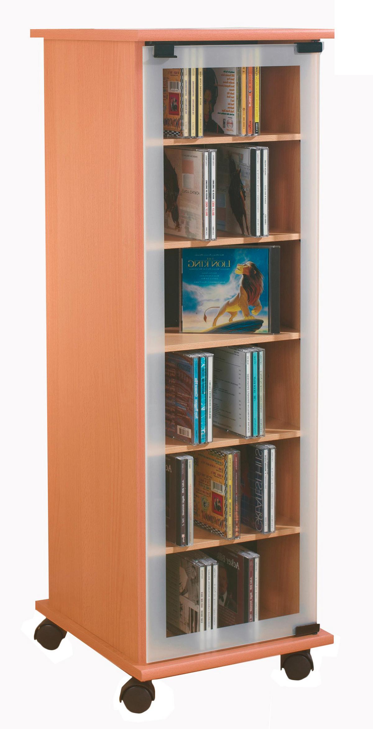 CD Regál Valenza buk - barvy buku, Konvenční, kompozitní dřevo/sklo (31/97,5/35cm) - MID.YOU