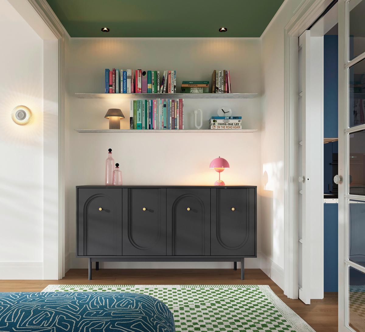 Sideboard Mazoma Schwarz B: 154cm - Kaschmir/Schwarz, LIFESTYLE, Holzwerkstoff (154/82/39cm) - MID.YOU